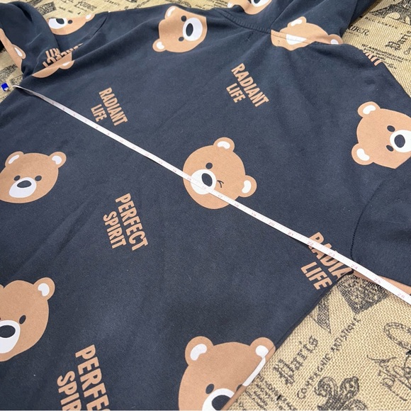 House Brand Bears Faces Perfect Spirit Dark Grey Hoodie Sweater Size M - Picture 11 of 13